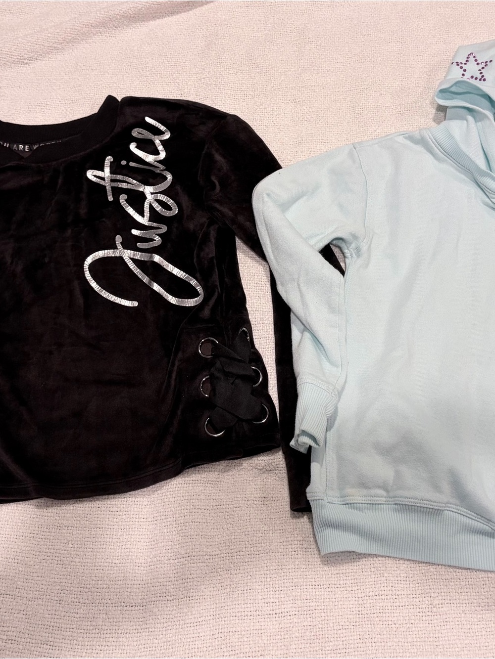 Justice & SO Girls Size 12 Hoodie Sweatshirt Lot Velour Rhinestone Bling